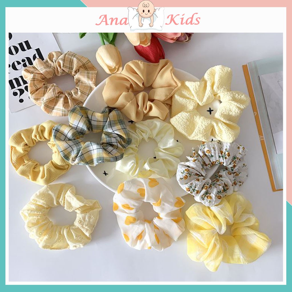 Dây buộc tóc, cột tóc scrunchies hoa quả dễ thương cho nữ