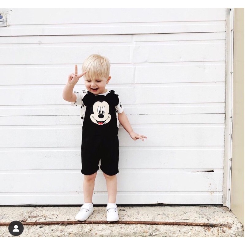 Bộ Quần Áo Yếm Cho Bé Trai Và Bé Gái HÌnh Chuột Mickey - Trending Kids
