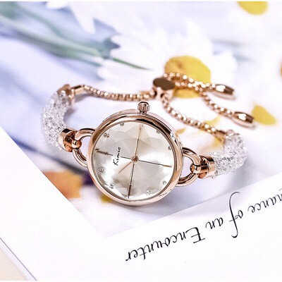 Đồng hồ nữ -Kimio tròn dây đá dáng lắc hàng cao cấp,size 28mm nhỏ xinh sang trọng thời trang bảo hành 12 tháng