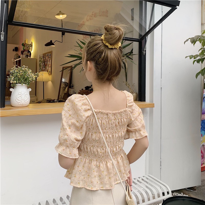 Áo Kiểu Cổ Vuông Tay Phồng In Hoa Xinh Xắn Thời Trang Cho Phụ Nữ | BigBuy360 - bigbuy360.vn