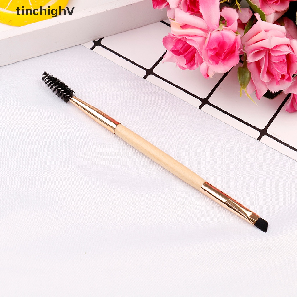 Cọ Vẽ Lông Mày Hai Đầu Có Lược Chuốt Tay Cầm Bằng Tre Chuyên Nghiệp