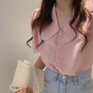 Áo sơ mi tay bồng cổ sen A53