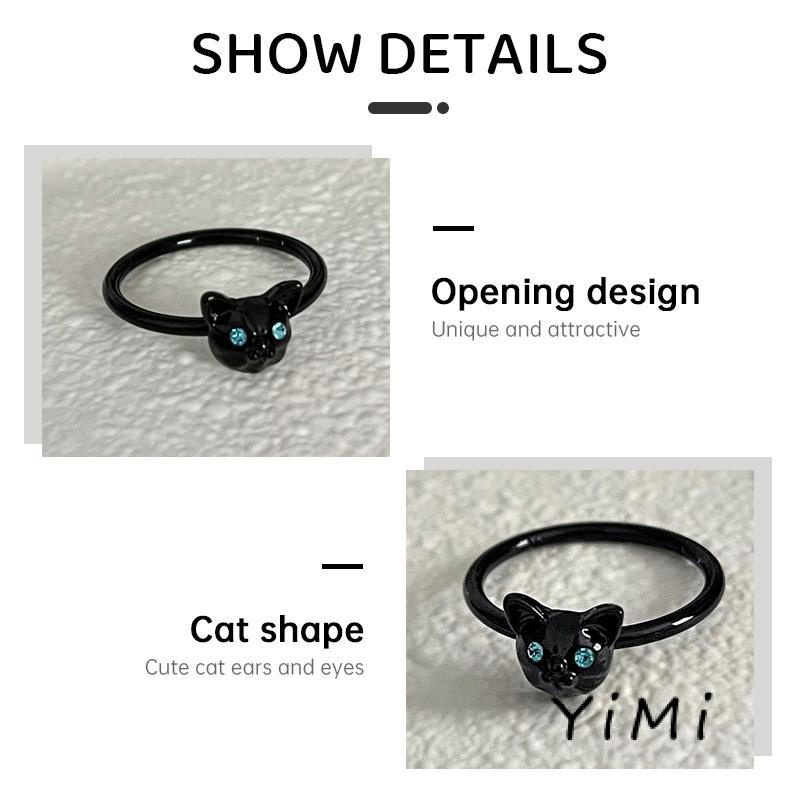 Nhẫn Hình Mèo Đen Phong Cách Hàn Quốc Dành Cho Nữ