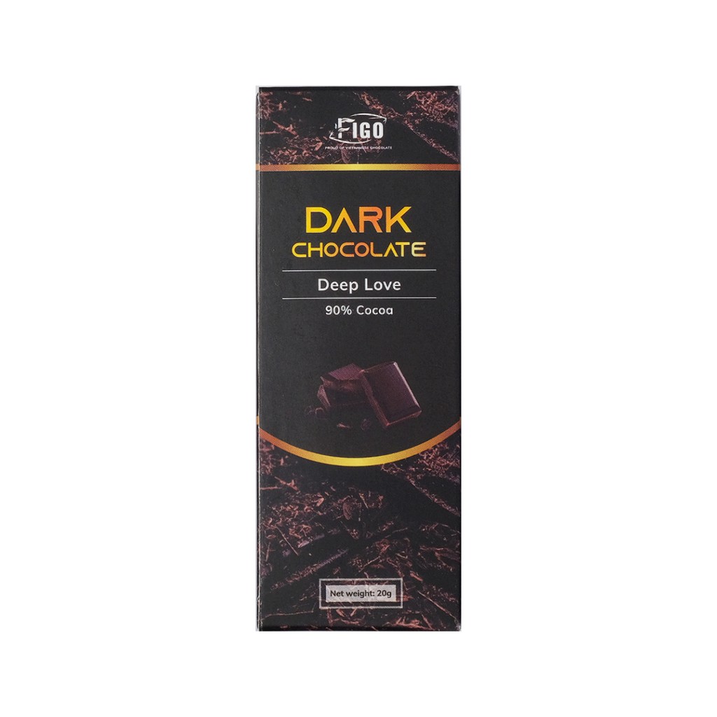 [CHÍNH HÃNG-KETO] Dark Chocolate 90% cacao ít đường 20g FIGO VIET NAM (Keto, diet, das, ăn kiêng )