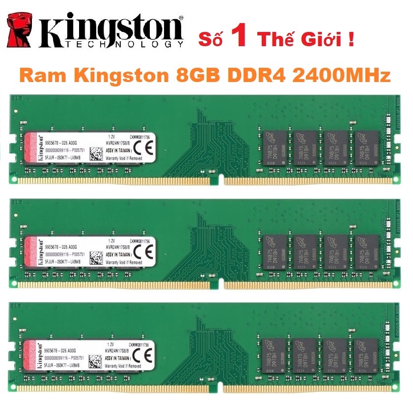 Ram PC Kingston 8GB DDR4 2400MHz Chính Hãng - Bảo hành 36 Tháng