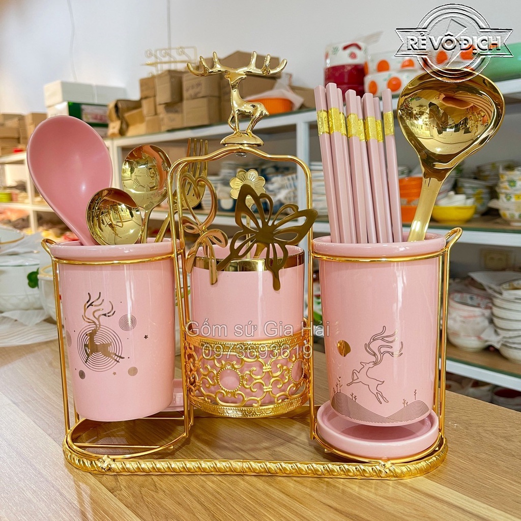 Thìa cơm, muôi canh gốm sứ Bộ Bát đĩa Decor siêu đáng yêu cao cấp Muôi sứ cực xinh yêu