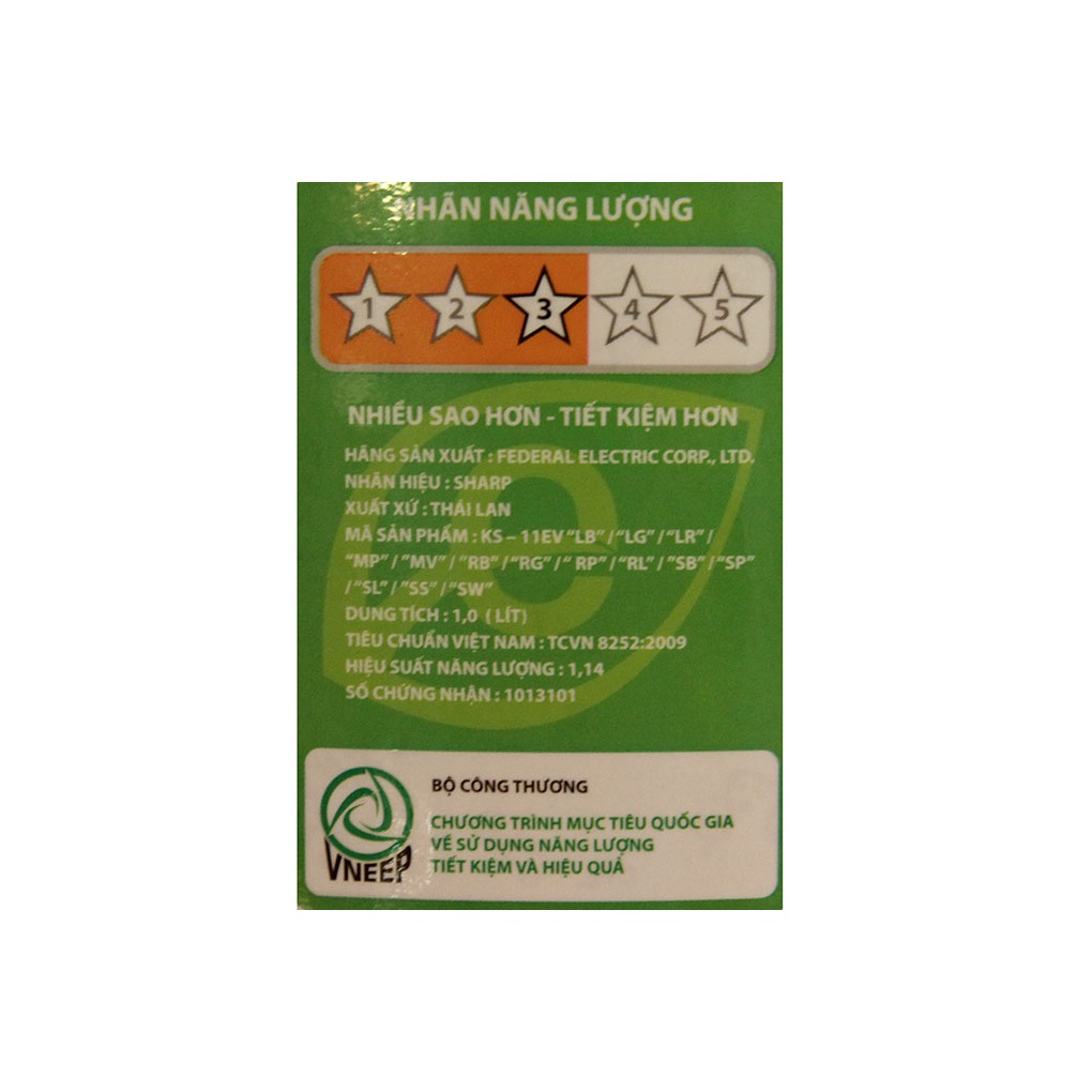 Nồi cơm điện Sharp 1 lít KS-11EV MADE IN THÁI LAN / NEW 100%/ BẢO HÀNH 12 THÁNG CHÍNH HÃNG