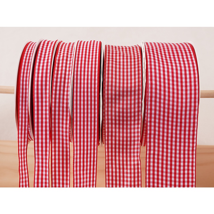 Ruy Băng Kẻ Sọc Đỏ Anh Handmade DIY Phụ Kiện Tóc Hoa Quà Tặng Nướng Bánh Gói Nơ Ruy Băng