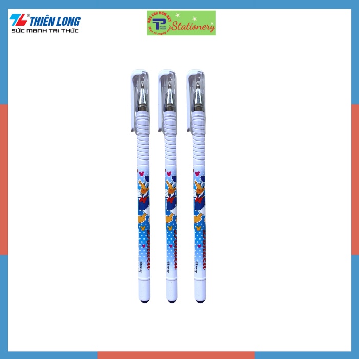 Combo 10 cây bút gel Thiên Long mực xanh đều, nét trơn tru nét 0.5mm Disney Mickey Mouse and Friends GEL030