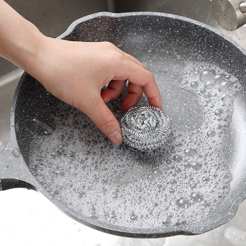 Miếng Chà Nồi Bằng Thép Không Gỉ Thiết Kế Tiện Lợi Dễ Dùng Cho Nhà Bếp
