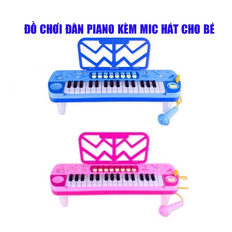 Đồ Chơi Đàn Piano Cho Bé Có Đèn Nhạc Và Micro Chuẩn Âm, nhựa ABS an toàn