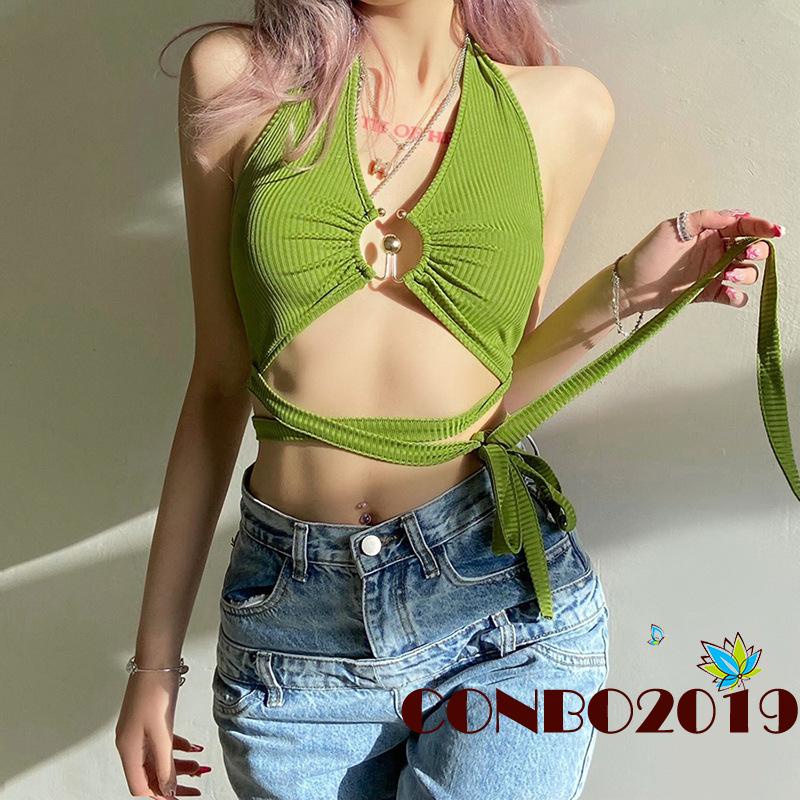 Áo hai dây Hở Rốn Màu Trơn Thời Trang Gợi Cảm Cho Nữ