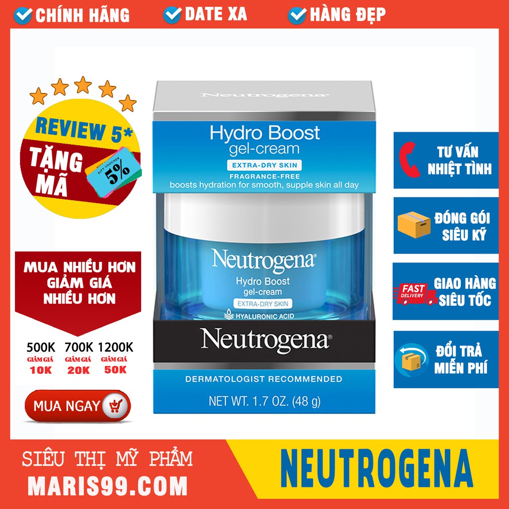  Kem Dưỡng Ẩm Da Khô Neutrogena Hydro Boost Gel Cream Extra – Dry Skin Gel Cream 48g