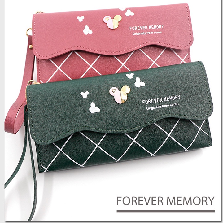 Ví Nữ Cầm Tay Dáng Dài Kẻ Caro Đẹp R523 Menbense Thời Trang Hàn Quốc Nhiều Ngăn Đựng Tiền