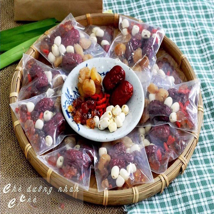 Set 5 gói nguyên liệu chè dưỡng nhan - 11 Vị, Full Hộp - Tặng Bình Thủy Tinh 500ML - Danavietnam