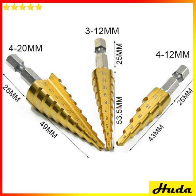 BỘ MŨI KHOAN THÁP - MŨI KHOAN BƯỚC - MŨI KHOAN TẦNG HSS  -  đồ làm mộc