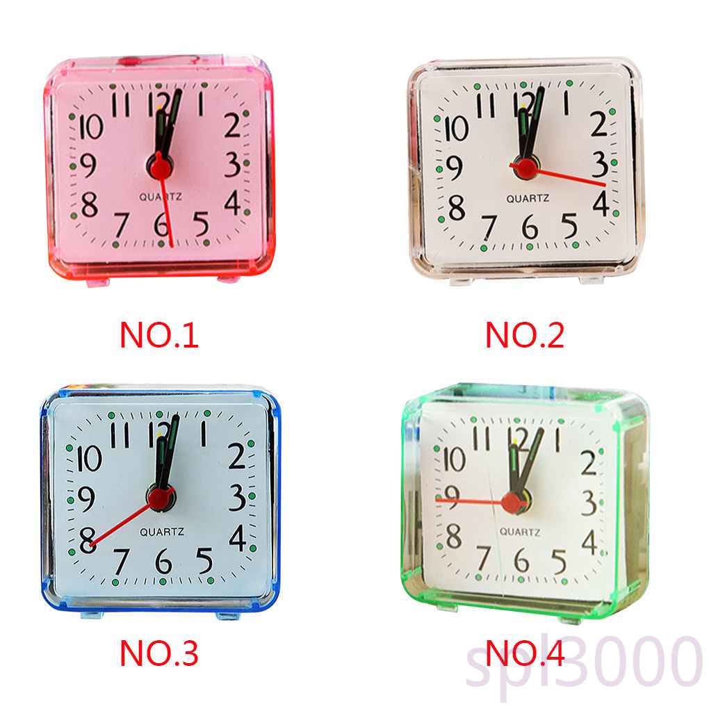Đồng hồ báo thức mini hình vuông trong suốt cho bé