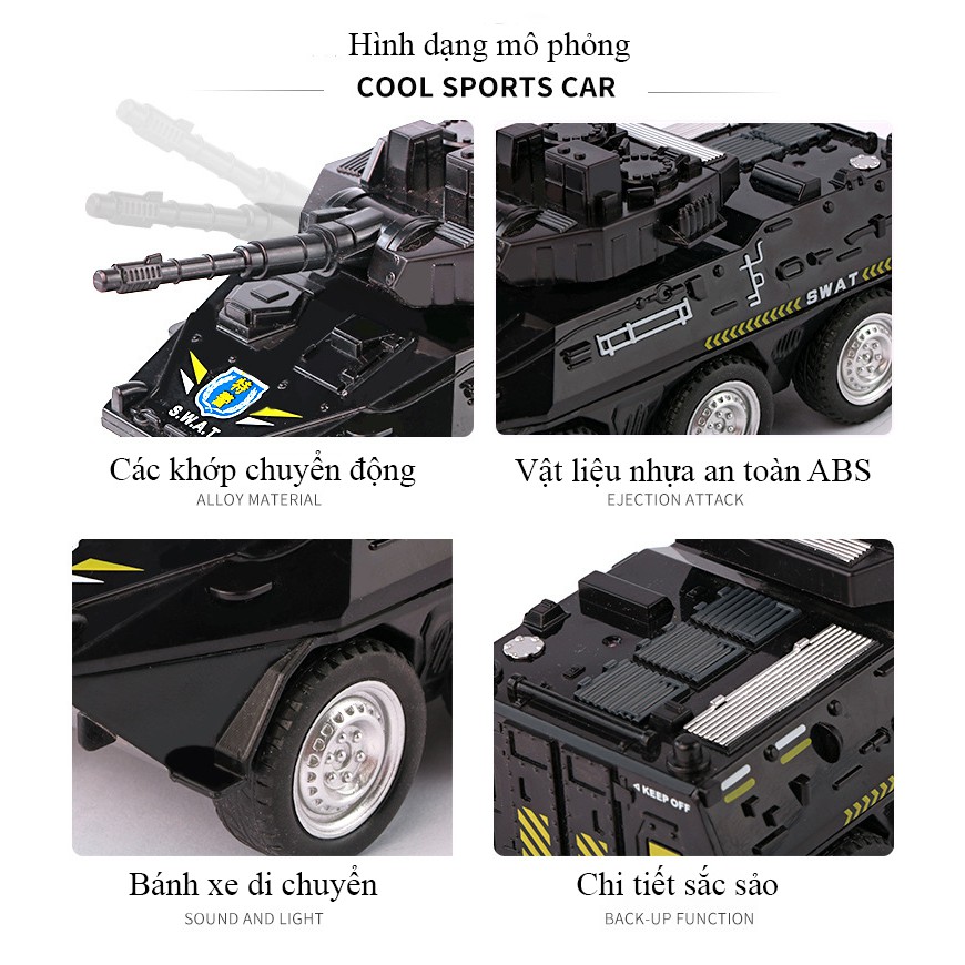 Đồ chơi mô hình xe đầu kéo xe cảnh sát bọc thép cho bé chất liệu nhựa ABS an toàn, đẹp, sắc sảo