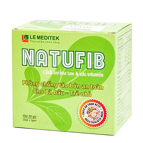 Natufib bổ sung chất xơ hòa tan FOS giảm táo bón cho bà bầu và trẻ nhỏ, trước sinh, sau sinh, người lớn Hộp 20 gói