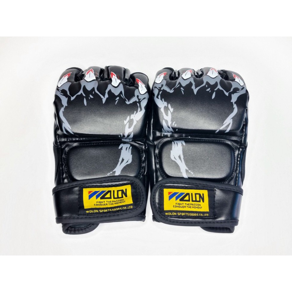 Găng tay MMA hở ngón cao cấp Wolon chính hãng- Thiết bị đấm bốc dành cho boxing, mma, đối kháng, sparring, trainning