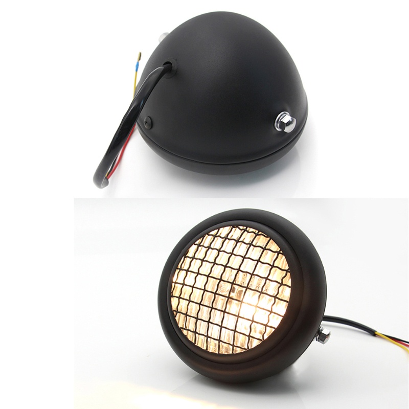 Chụp Đèn Pha LED Hình Tròn Phối Lưới Phong Cách Retro Hiện Đại Dành Cho Xe Mô Tô