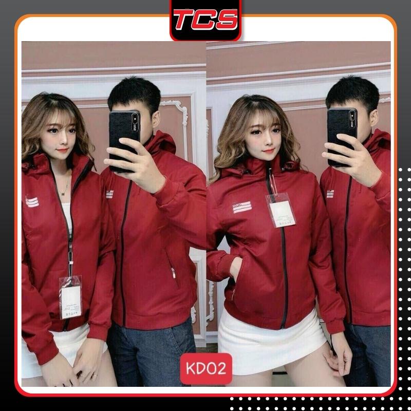 Áo khoác dù đỏ cao cấp in hình logo TM 3 gạch