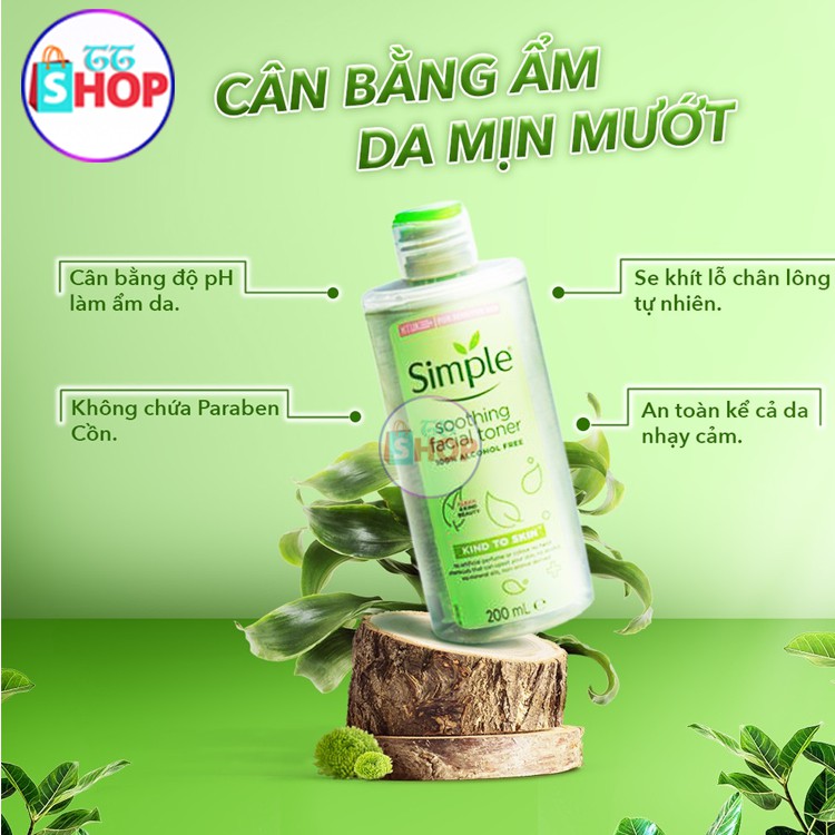 Nước Hoa Hồng Simple Soothing Facial Toner Simple tái tạo cân bằng ẩm cho da 200ml | BigBuy360 - bigbuy360.vn