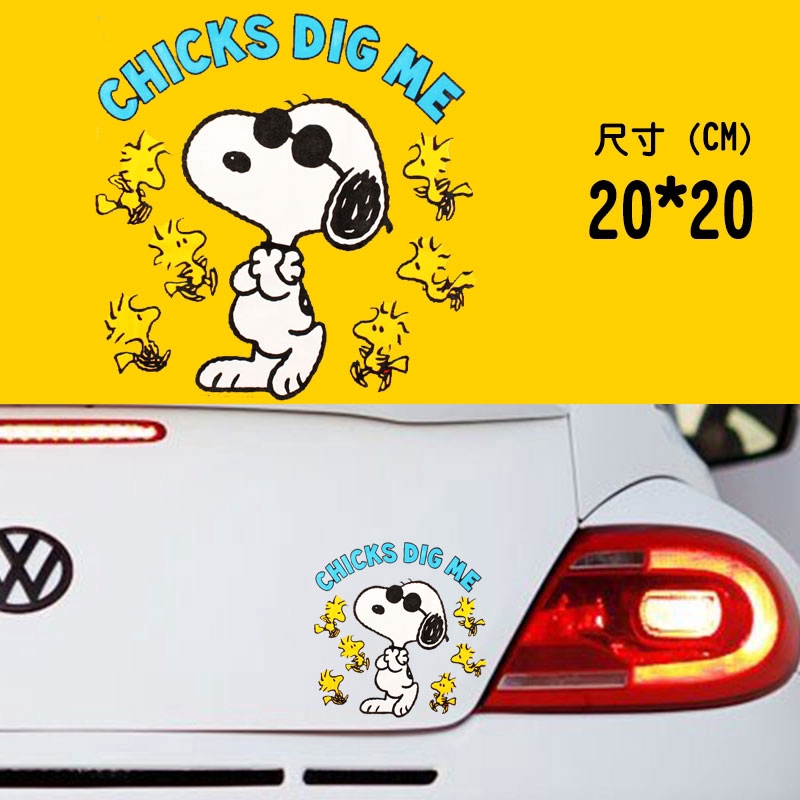Sticker Phản Quang Dán Trang Trí Xe Hơi / Xe Máy / Xe Hơi Hình Phi Công / Snoopy Dễ Thương