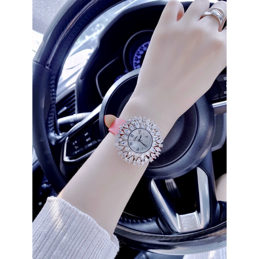 Đồng hồ đeo tay nữ dây da, đồng hồ nữ chính hãng GULENA full hộp cao cấp, mặt đính kim cương nhân tạo cực kỳ sang chảnh