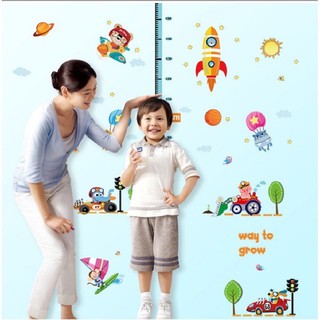 Decal dán tường đo chiều cao giao thông cho bé