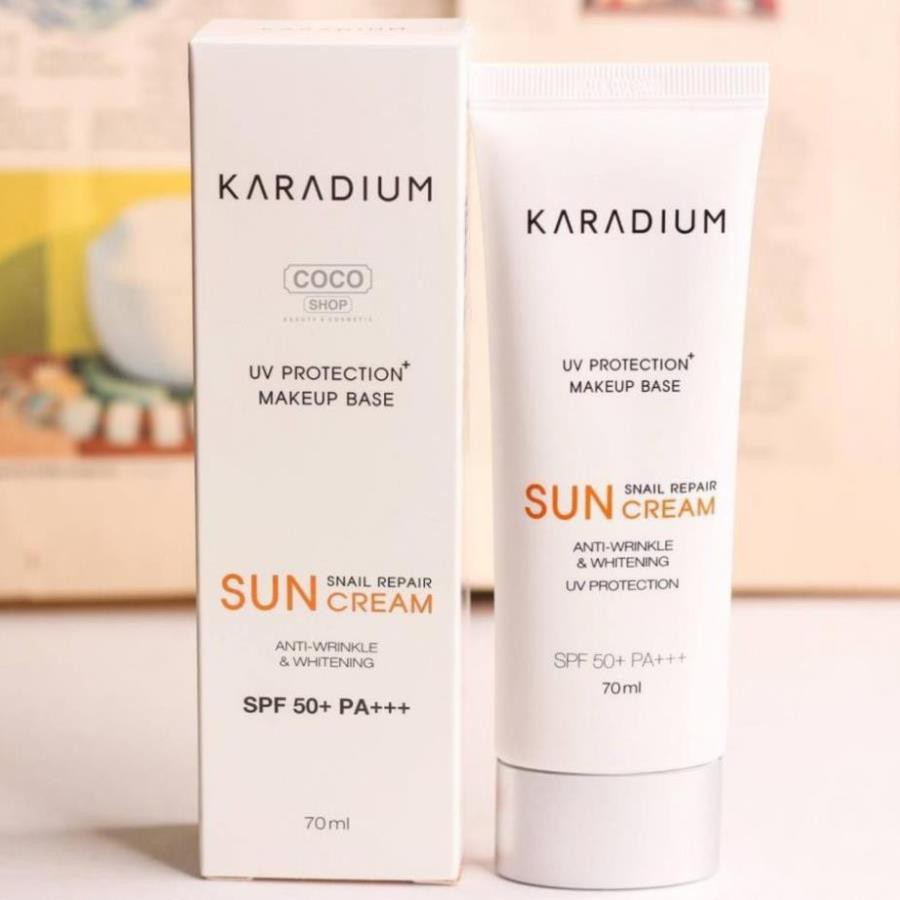 Kem chống nắng nâng tone hàn quốc / Kem Chống Nắng Karadium  Snail Repair Sun Cream SPF 50+ PA+++ 70mL