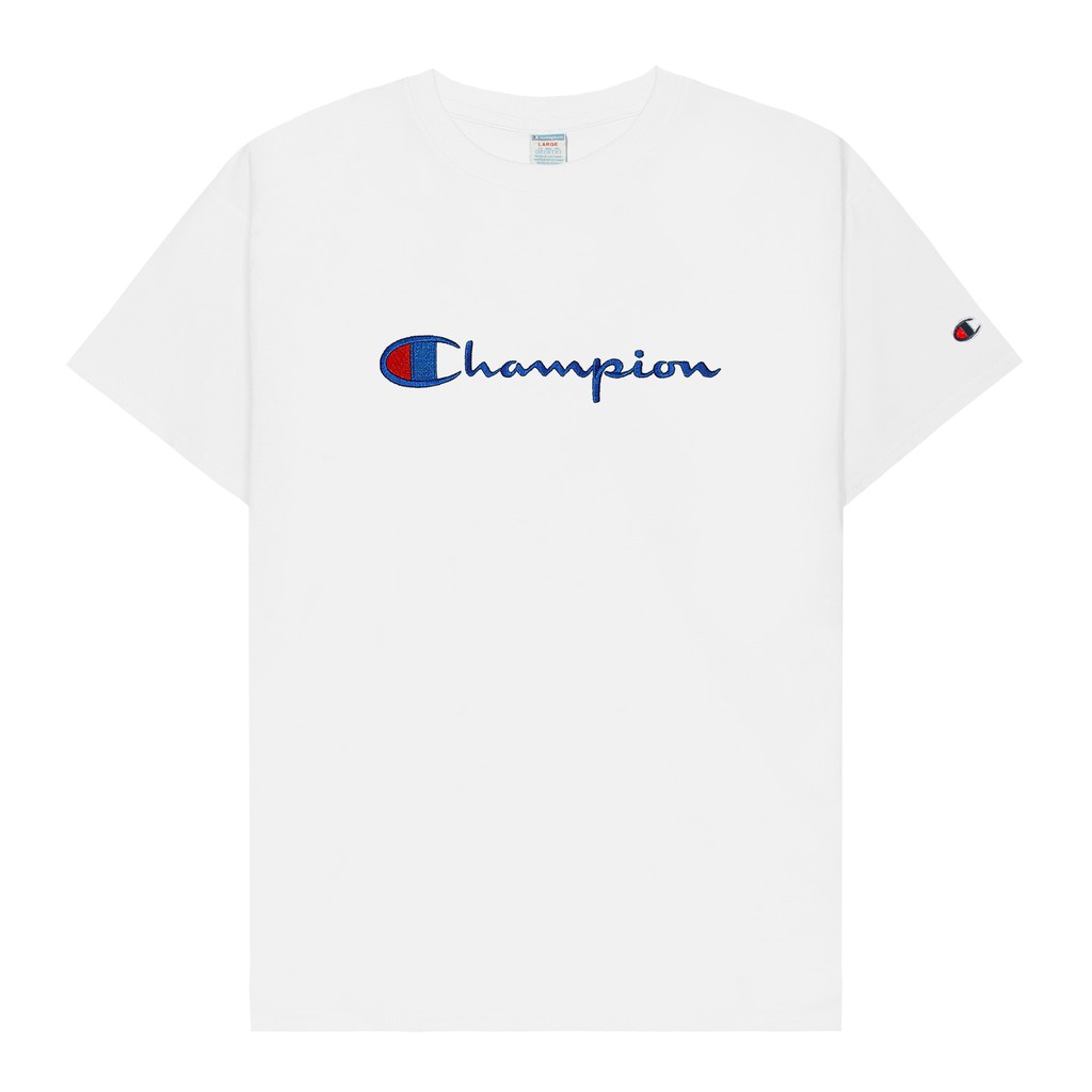 ÁO THUN CHAMPION BIG LOGO CHỮ THÊU MÀU TRẮNG