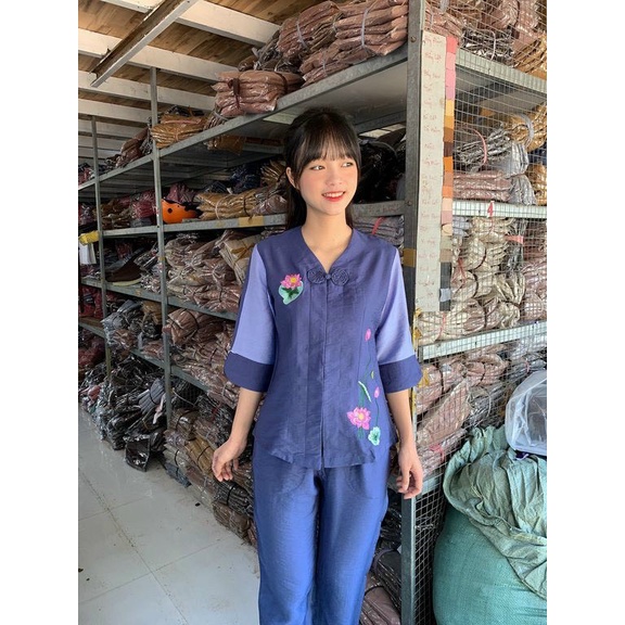 Đồ Lam Đi Chùa # Mẫu Tay Phối Tơ# Quần Áo Nữ