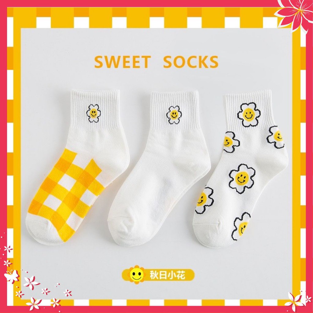 HOT - Tất nữ tone vàng Hình hoa siêu xinh 2021 [T3HV]