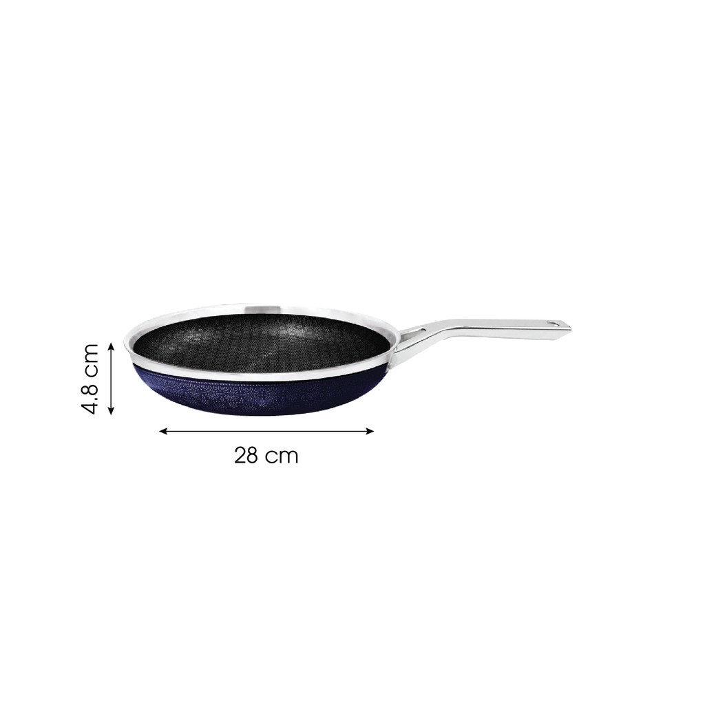 Chảo chống dính cao cấp Kims Cook Blackcube 2 mặt inox 3 lớp đúc liền đáy từ ( 22cm / 24cm /26cm / 28cm / 30cm / 32cm )