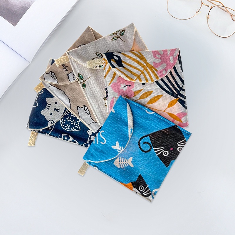 Túi canvas mini đựng băng vệ sinh đa năng họa tiết hoạt hình dễ thương cho nữ