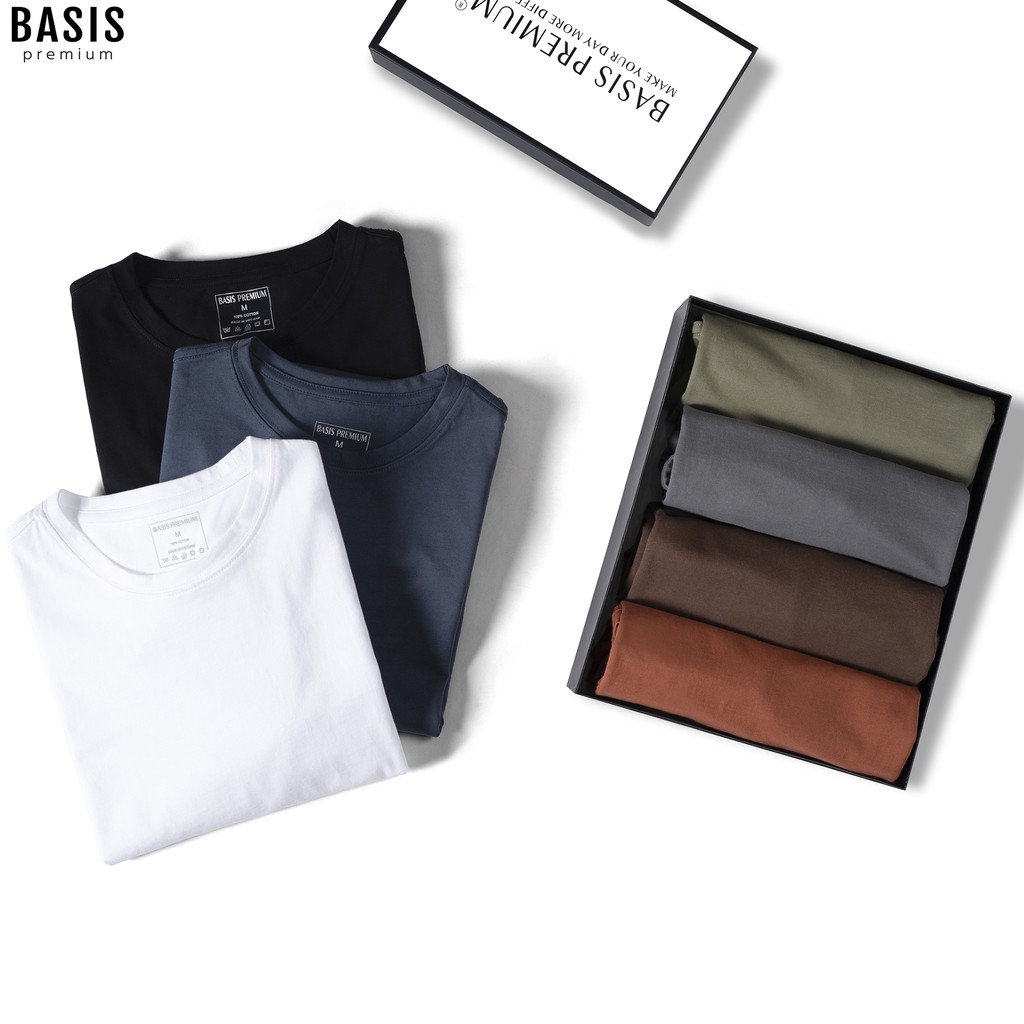 [Mã TOPMAY giảm đến 25k đơn 150k] Áo thun nam cổ tròn cotton Premium 5 màu mới trẻ trung, lịch lãm LEEVUS, BASIS AT04 | BigBuy360 - bigbuy360.vn