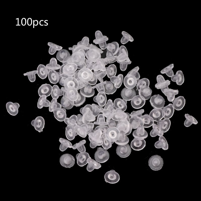 Set 100 chui gắn khuyên tai bằng chất liệu silicon chống dị ứng chống đau tiện dụng