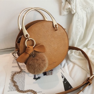 [HÀNG ORDER] TÚI ĐEO CHÉO TÚI TRÒN DA ULZZANG PHONG CÁCH HÀN QUỐC (TẶNG GƯƠNG KÈM LƯỢC)