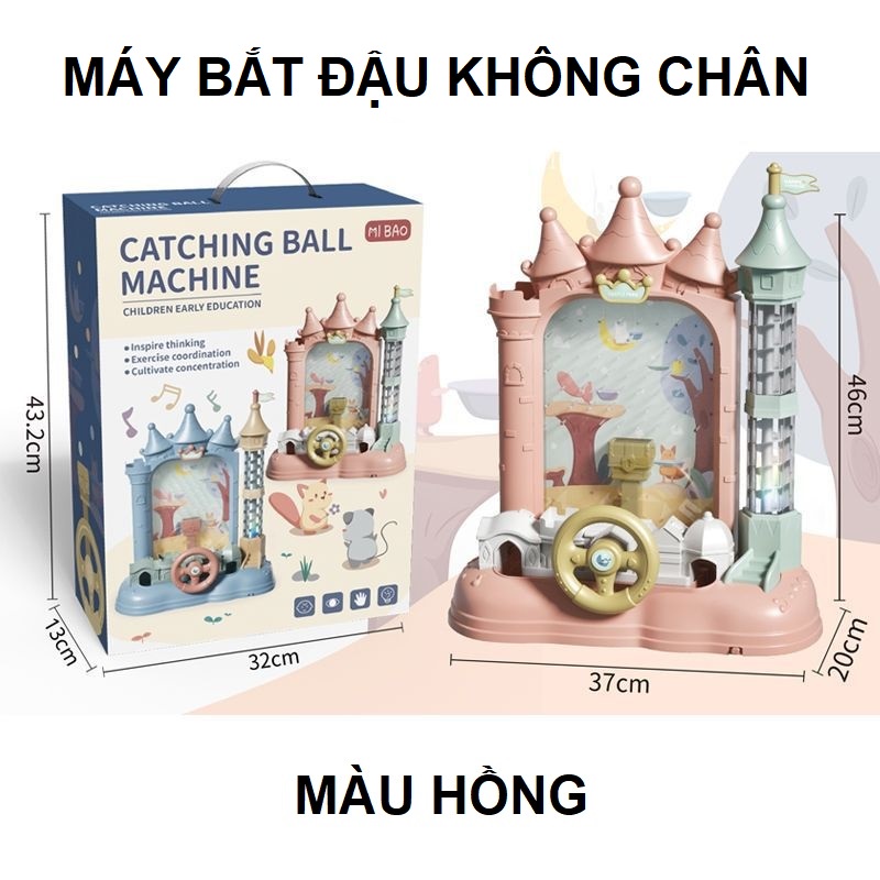 Máy bắt hứng đậu hình lâu đài kèm vô lăng ô tô có đèn nhạc cho bé, đồ chơi giải trí pinball trẻ em, quà tặng sinh nhật