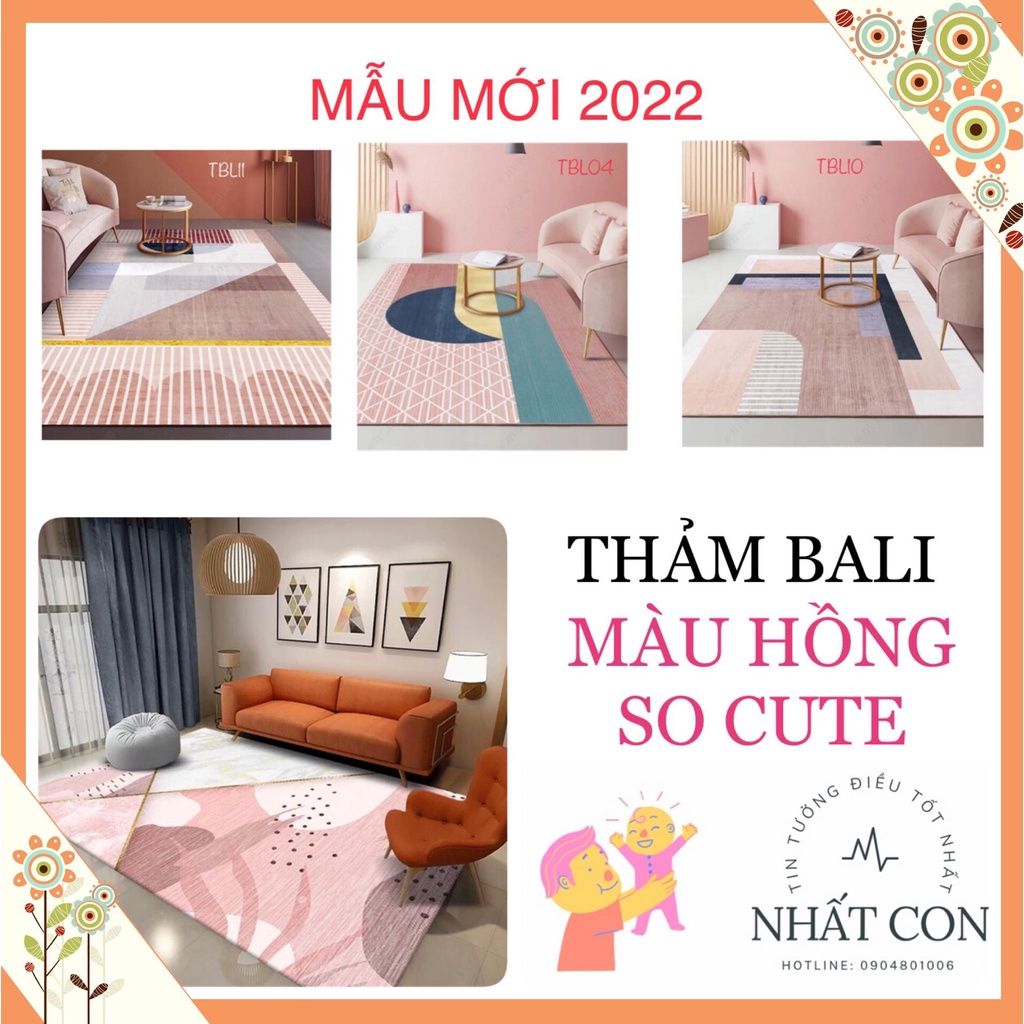 (RẺ NHẤT SHOPEE) Thảm lì Bali dày dặn loại 1 KT 1,6x2,3m hoạ tiết siêu cute mẫu mới 2022