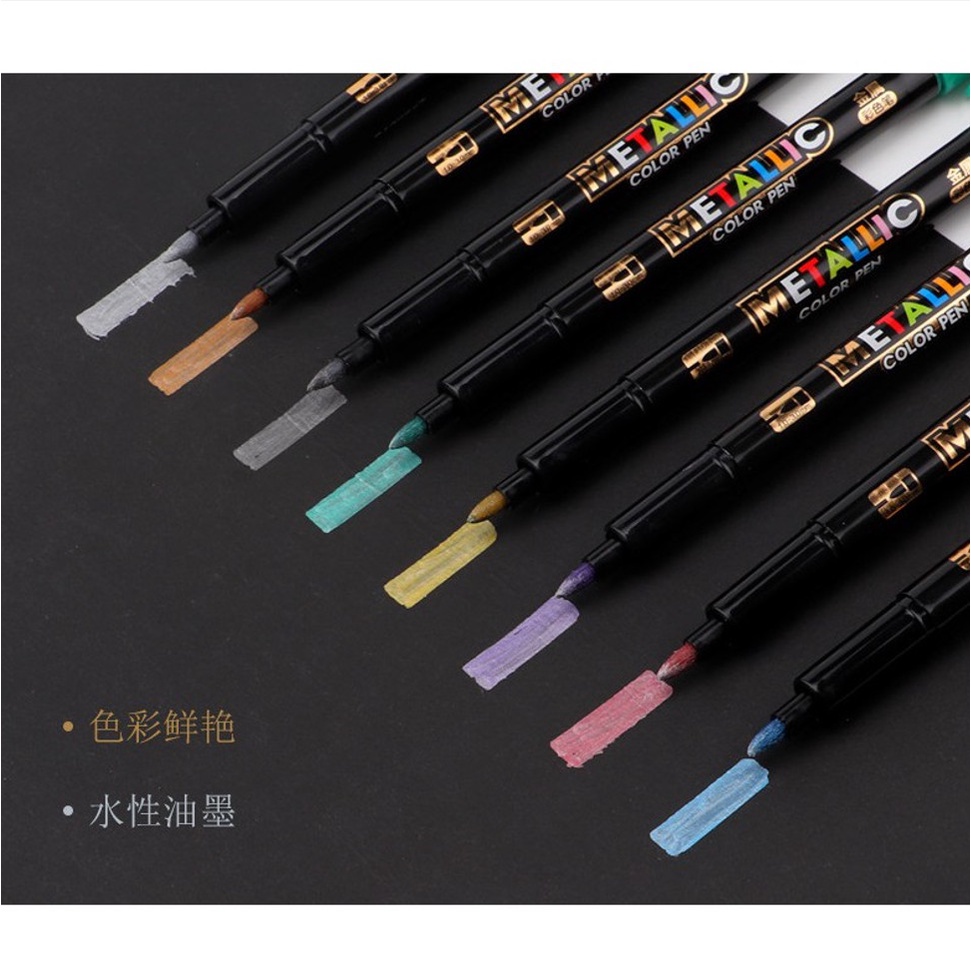 Vỉ Bút Lông Nhũ 8 Màu Metallic - Color Pen - Baoke MP570 - vpp Diệp Lạc (sỉ/lẻ)