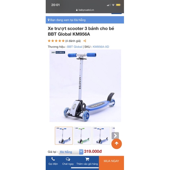 Thanh lý Xe trượt scooter 3 bánh cho bé BBT Global KM956A