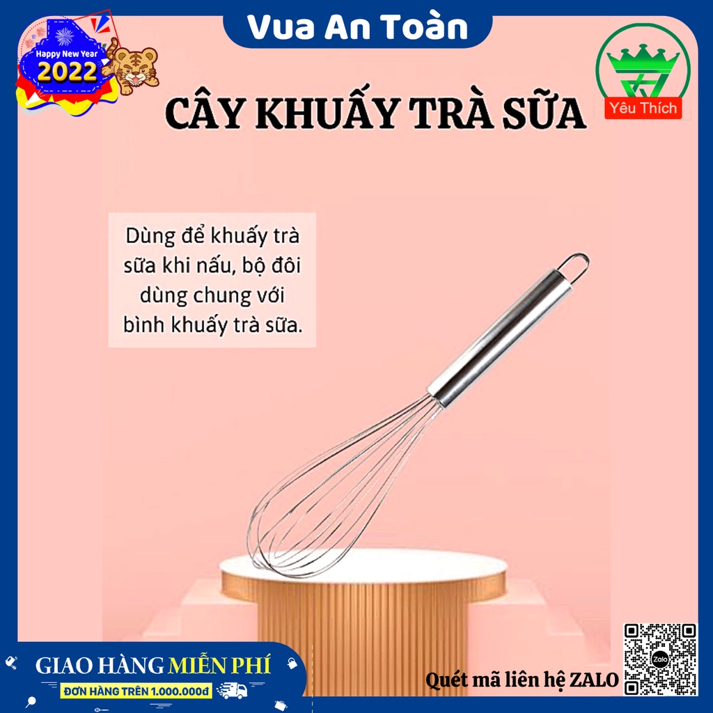 Cây Đánh Bột, Khuấy Trà Sữa INOX 18inch