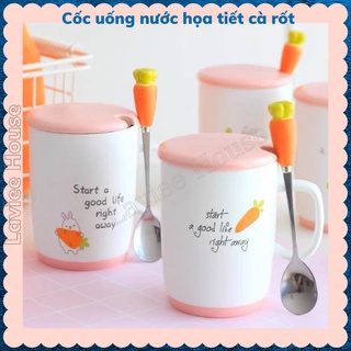 Cốc sứ, ly sứ cao cấp uống nước, trà, cafe hình thỏ cà rốt dễ thương