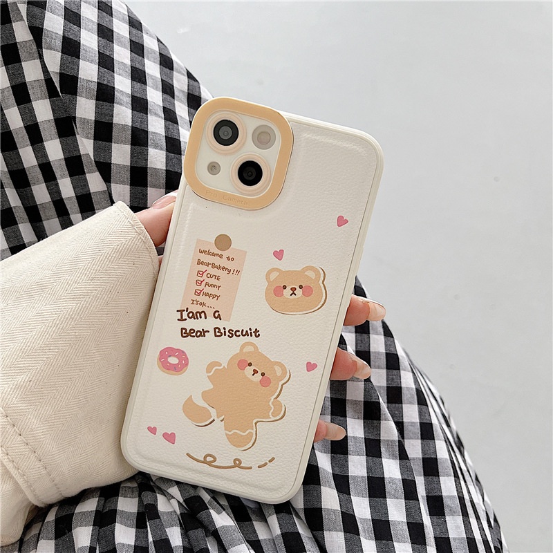 Ốp lưng iphone Ốp Điện Thoại Da Họa Tiết Gấu Hoạt Hình Cho iphone7 / 7plus / 8 / 8plus / xs / 11 / 12 / 13 / pro / max / plus / promax Dinuo case