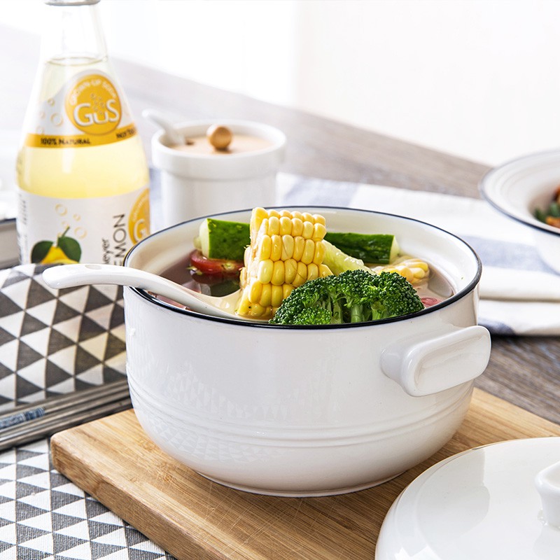 Tô sứ đựng canh cỡ lớn có quai cầm tiện dụng