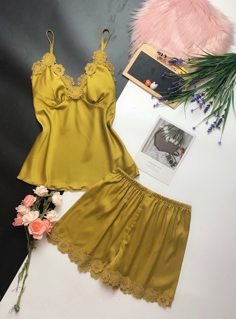 KELLY WANG SX412 bộ ngủ lụa satin cao cấp- đồ ngủ gợi cảm (Có muốt ngực) | BigBuy360 - bigbuy360.vn