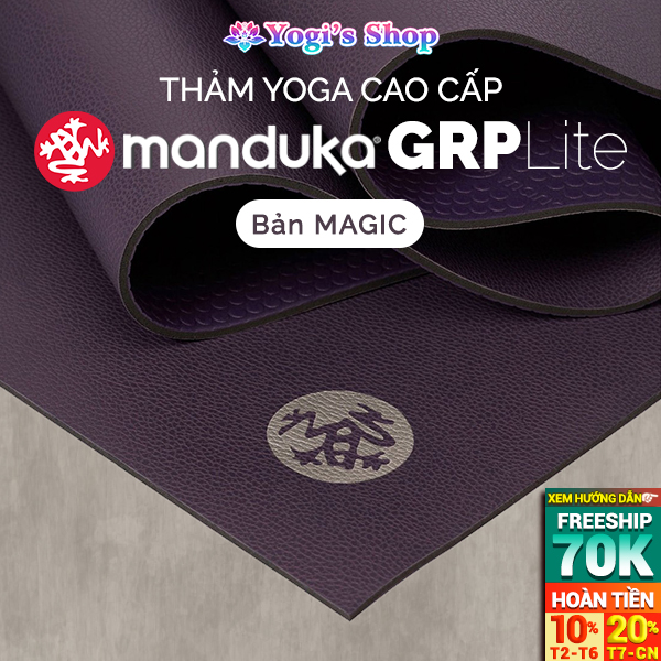 Thảm Tập Yoga Cao Cấp Manduka GRP Lite 4mm Thấm Hút Mồ Hôi, Bám Tốt, Chống Trượt Trong Mọi Điều Kiện - Bản Magic (Tím)