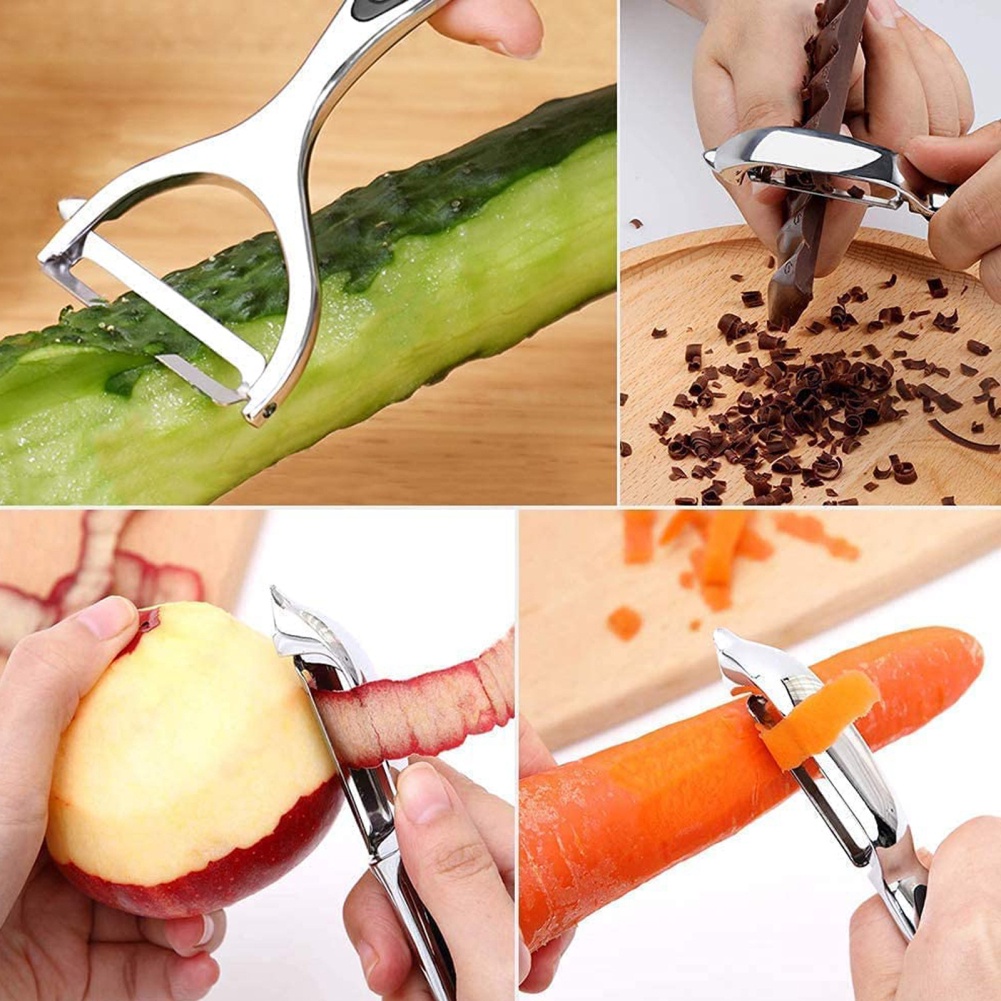 Đa Năng Bằng Thép Không Gỉ Hình Chữ Y Đen Cụ Gọt Vỏ Trái Cây Apple Dao Gọt Vỏ Khoai Tây Dưa Máy Bào Nhà Đa chức Năng 2 Đầu Dao Gọt Vỏ Bộ FLOWERDANCE
